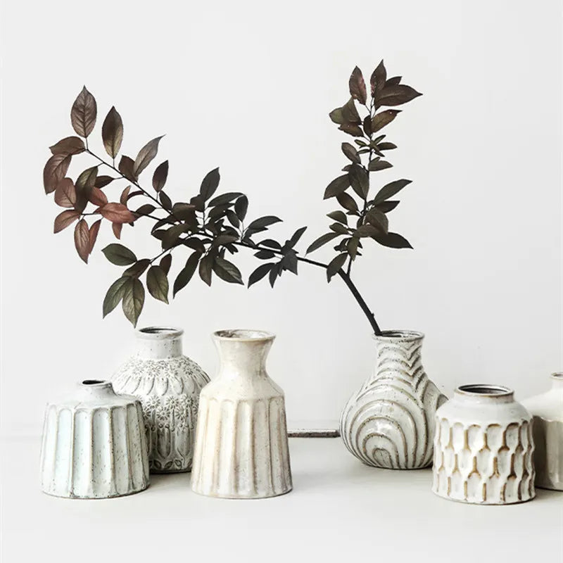 Axya™ Ceramic Relief Flower Vase: Elegant Decor for Home, Hotel, Coffee House