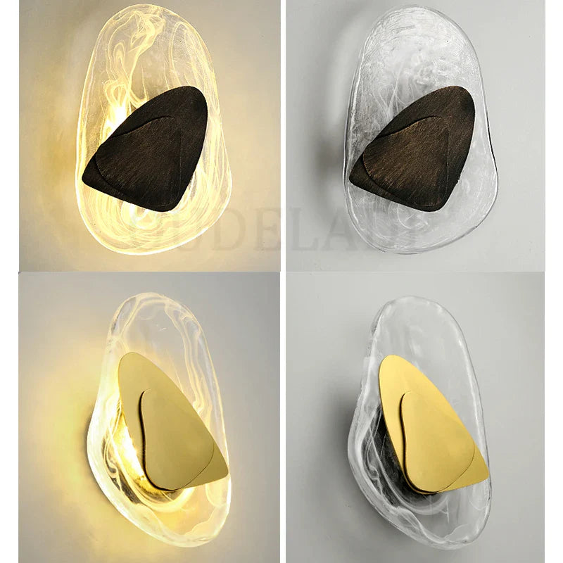 Axya Modern Crystal Wall Lamps: Gold & Black LED Indoor Lighting Fixtures