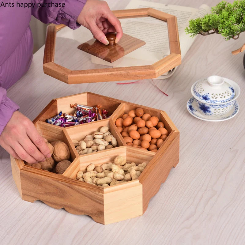 Axya Solid Wood Dried Fruit Snack Storage Box for Living Room Organizing