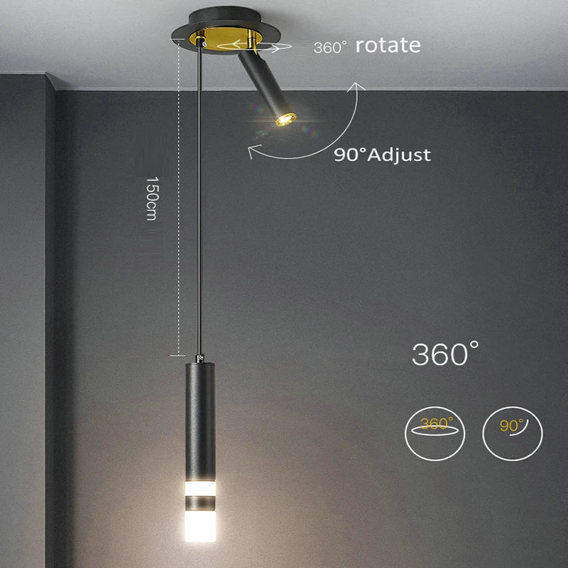 Axyaa Rotatable Spotlight Pendant Lamp for Modern Bedroom Bedside Reading Lighting