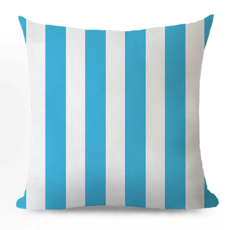 Axyaa Blue Geometric Cotton Linen Pillow Cover for Luxury Home Decor