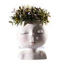 Axyaa Nordic Human Head Vase Doll Sculpture Flower Pot Home Garden Decor