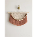 Axyaa Macrame Wall Hanging with Wood Beads and Tassels, Handmade Woven Decor for Home Office