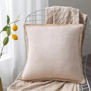 Axyaa Fringed Linen Cushion Cover - 45x45cm - Blue Grey Yellow Red Green