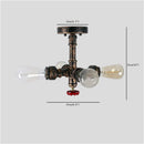 Axyaa Industrial Steampunk Water Pipe Retro Ceiling Light Chandelier Copper Finish