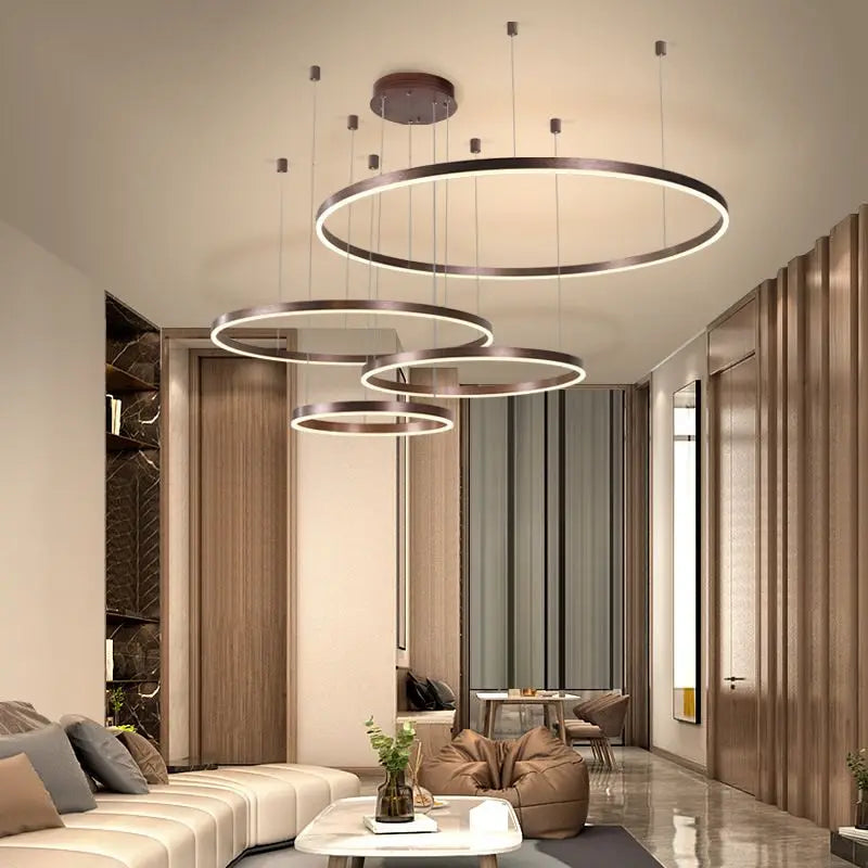 Axyaa Modern Circle Rings LED Chandelier: Luxurious Illumination for Your Home