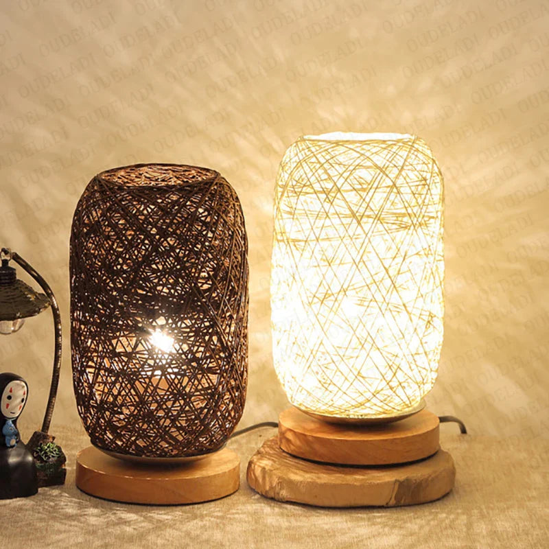 Axya Rattan Twine Ball Lights Table Lamp for Home Decor and Bedroom Night Light