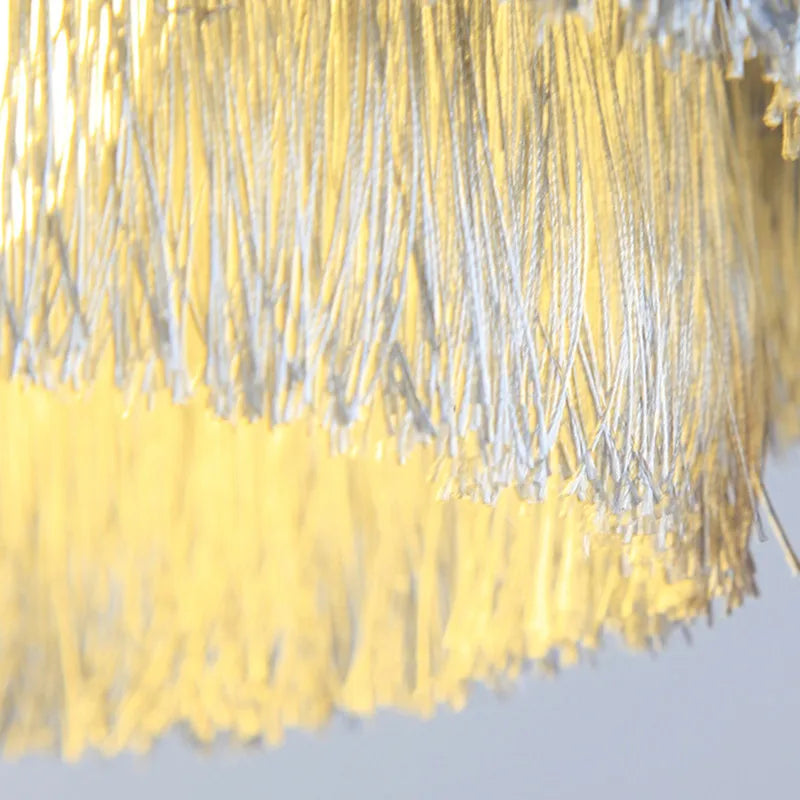 Axyaa Art Deco Fringe Chandelier Gold Cotton Nordic Tiered Lustre Crown