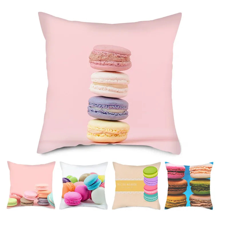 Axyaa Biscuits Cake Print Decor Pillow Cover for Home Sofa Decoration
