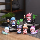 Axyaa Little Monk Ceramic Incense Burner with Mountain Water Flow Ornament