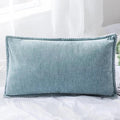Chenille Cushion Cover with Fringe in Pink Grey Mustard Yellow for Home Sofa Bed Decor 45x45cm