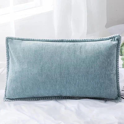 Chenille Cushion Cover with Fringe in Pink Grey Mustard Yellow for Home Sofa Bed Decor 45x45cm