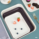 White Plastic Dinner Plate Set by Axyaa: Nordic Style Rectangular Tray for Home & Hotel
