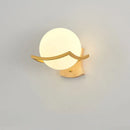 Axyaa Nordic Moon Wood Glass Wall Sconce White Black Gold LED Light