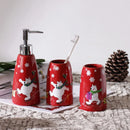 Axya Bear Christmas Bathroom Set: Toothbrush Holder, Lotion Bottle, Cup, Soap Dispenser