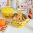 Axyaa Cute Duck Ramen Noodles Bowl Lid Stainless Steel Kitchen Tableware