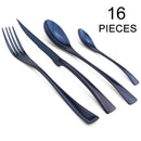 Axyaa 16-Piece Black Stainless Steel Cutlery Set for Dining and Entertaining