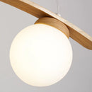 Nordic Wooden Chandelier with White Glass Ball Design for Axyaa Home Lighting