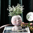 Axyaa Nordic Human Head Vase Doll Sculpture Flower Pot Home Garden Decor