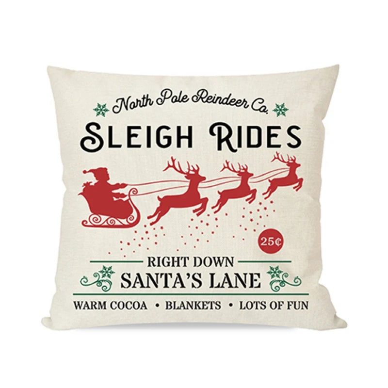 Axyaa Christmas Linen Cushion Covers for Stylish Sofa Decor