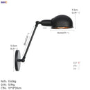 Axyaa Retro Loft Industrial Wall Lamp LED Light - Black Swing Arm Wall Sconce