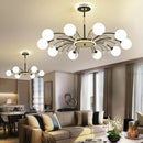 Axyaa Nordic Crystal Chandelier with Glass Shades and LED Lighting