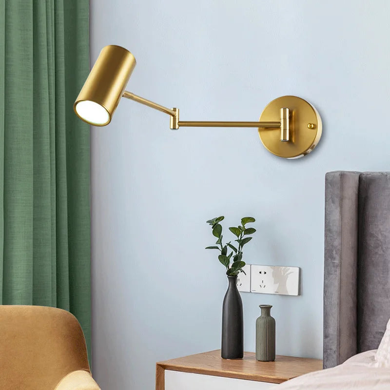 Axyaa Nordic Adjustable Double-Arm Swing Wall Sconce for Bedroom, Study, and Reading Lighting Decor