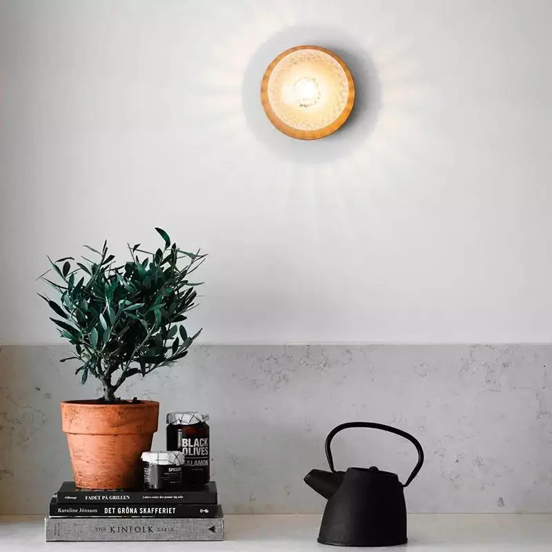 Axyaa Round Glass Wall Lamp: Nordic LED Light for Bedroom and Entryway