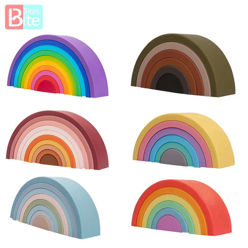 Axya Silicone Rainbow Stacker Blocks: Educational Montessori Stacking Toy