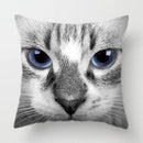 Axyaa Cat Face Print Throw Pillow Cover for Home Sofa Decor