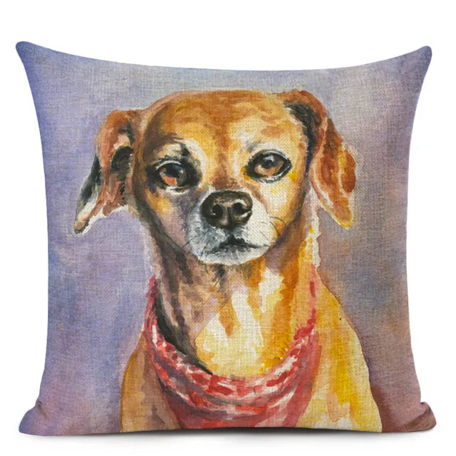 Colourful Bull Terrier & Dachshund 3D Cushion Cover for Home Sofa by Axyaa