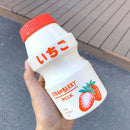 Axyaa Frosted Plastic Fruit Water Bottle 480ml Cute Leakproof Kawaii Milk Carton Shape