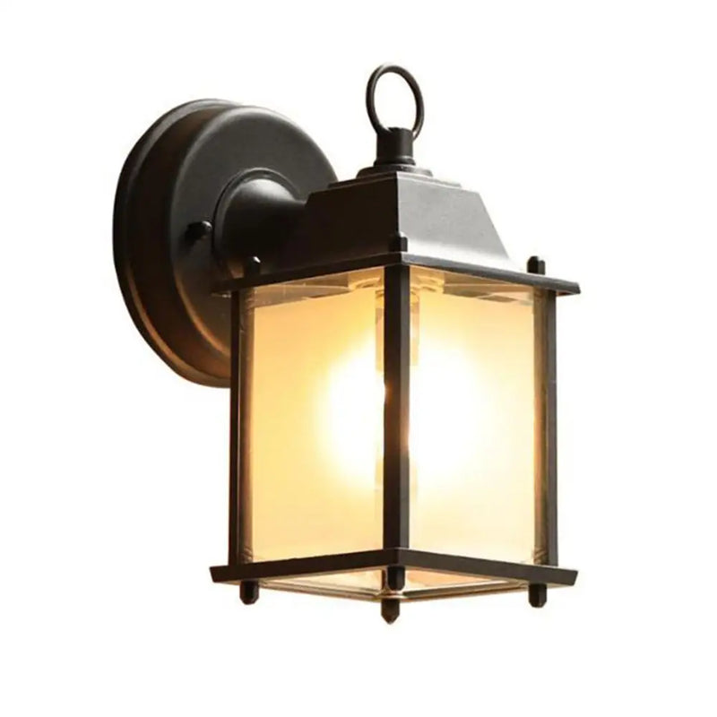 Axyaa Black Finish Wall Lantern with Frosted Glass Shade for Outdoor Spaces