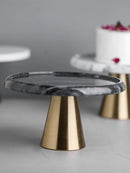 Axya Glass Cake Stand with Golden High-foot Cover Tray Kitchen Decoration Storage