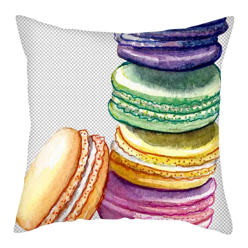 Axyaa Biscuits Cake Print Decor Pillow Cover for Home Sofa Decoration