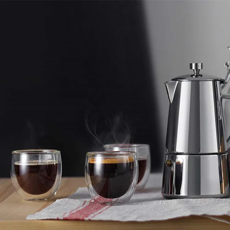 Axya Double Wall Shot Glass Set - Handmade Heat-resistant Tumblers for Wine, Beer, Whiskey