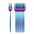 Axyaa Black Gold Dinner Fork Set - Stainless Steel Silverware Flatware Tableware