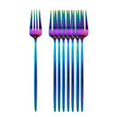 Axyaa Black Gold Dinner Fork Set - Stainless Steel Silverware Flatware Tableware