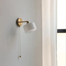 Axyaa Milk Glass LED Wall Light with Pull Chain Switch - Modern Nordic Copper Wall Beside Lamp