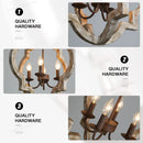 Axyaa Retro White Wooden Chandelier with 4 Lights