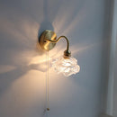 Axyaa Flower Glass Copper Wall Sconce LED Light Pull Chain Switch Nordic Wandlamp