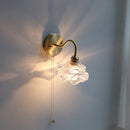 Axyaa Flower Glass Copper Wall Sconce LED Light with Pull Chain Switch