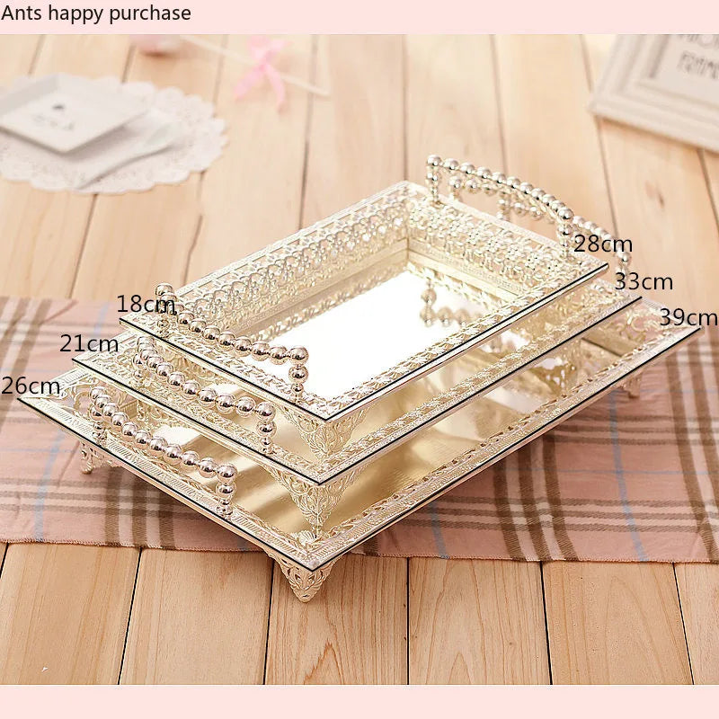 Axya Silver Plated Tray: Elegant European Style Dessert & Snack Serving Tray