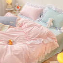 Axyaa Kawaii Pink Bedding Set Bedspreads Twin Full Queen Size Duvet Cover & Sheet