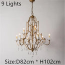 Axyaa Loft Iron Crystal Chandelier - LED Candle Light for Indoor Living and Dining Rooms