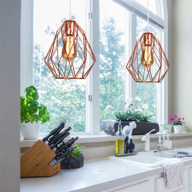 Axyaa Rose Gold LED Pendant Light for Kitchen Living Room