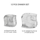 Axya Marble Grey Ceramic Porcelain Tableware Dinner Set - 12/24 Piece