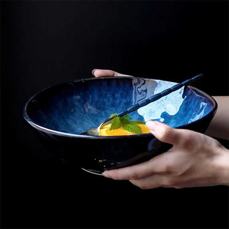 Axya Blue Ceramic Bowls | Nordic Style | Set of 3 | Restaurant Tableware