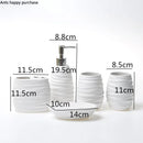 Axya White Ceramic Bathroom Set with Bamboo Tray, 5-piece Accessories