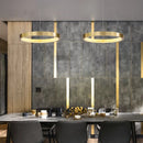 Axyaa Gold Circle Chandelier: Modern LED Indoor Lighting Fixtures